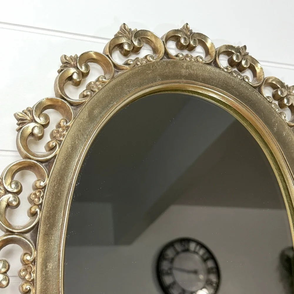 Vintage Roco 1960s Mirror Hollywood Regency Mcm Gold Frame Ornate Oval